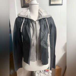 jkt NYC Gray Genuine Leather Jacket, Size Small